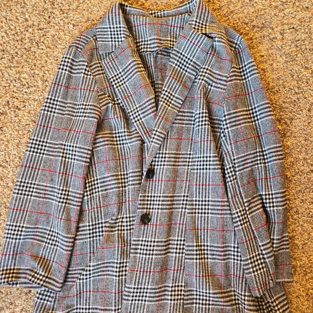 SHEIN Womens Plaid Blazer